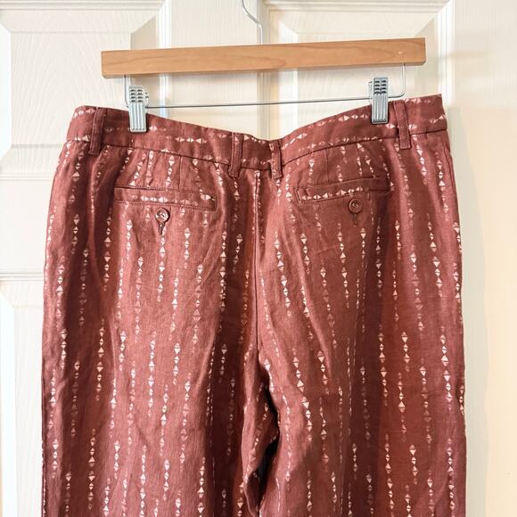 Garnet Hill Classic Linen Trousers in Cinnamon Print - Picture 7 of 9